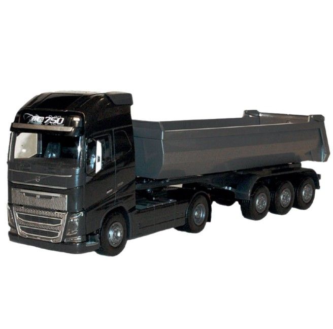 Emek 22353 Volvo FH16 4x2 zwart met 3-assige kipperoplegger