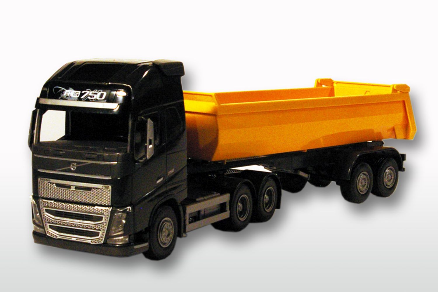 Emek 22359 Volvo FH04 Globetrotter 6x4 zwart met gele kipper