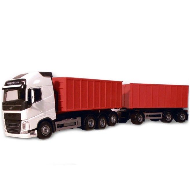Emek 28851 Volvo FH 8x4 wit met 3-assige aanhangwagen