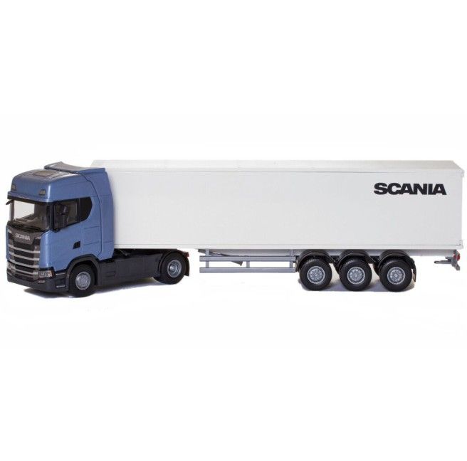 Emek 86004 Scania S410 4X2 blauw met 3-assige aanhangwagen