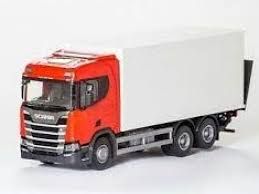 Emek 89605 Scania CR 6x4 rood met gesloten opbouw en laadklep