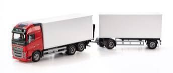 Emek 89735 Volvo FH 6x4 rood met 2-assige aanhangwagen en laadklep