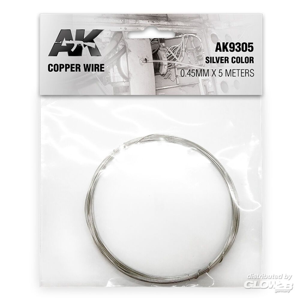 AK Interactive: Copper Wire 0.45mm x 5 meters SILVER COLOR [5568326729]