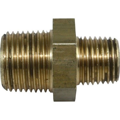 Nipple Unequal 1/4&quot; BSP - 3/8&quot; BSPTM Brass