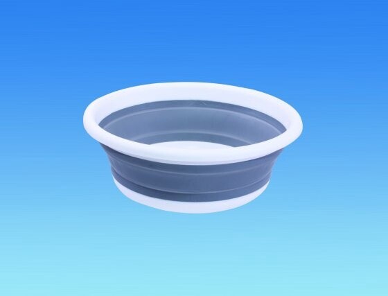 Collapsible Wash Basin, Shape: Round, Size: Large, Colour: Grey White