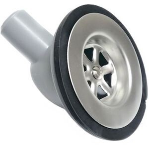 90 Degree Sink Waste Outlet &amp; Plug (Stainless Top / 19mm Hose)