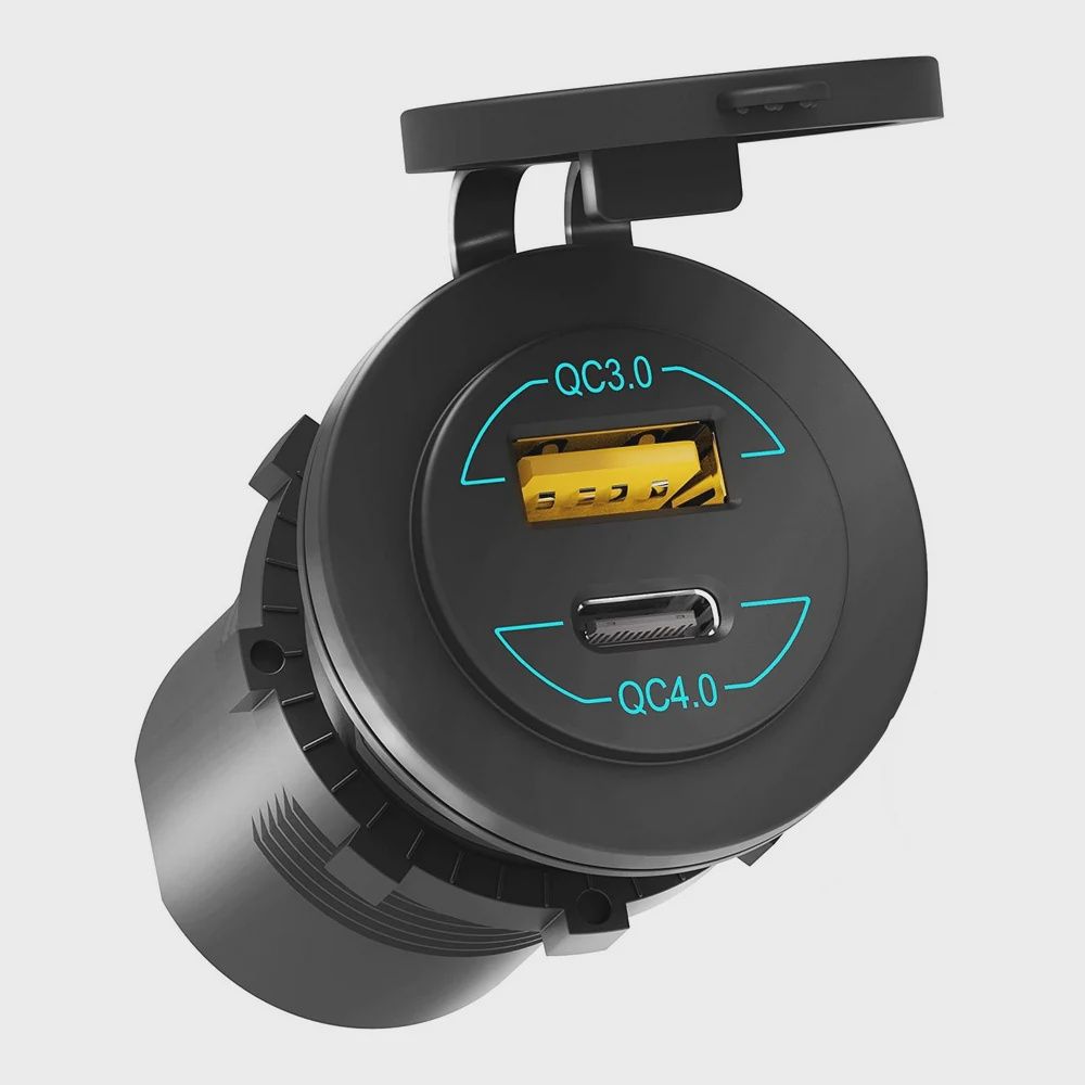 Panel Mount USB-A &amp; USB-C Fast Charging Power Socket 12/24V