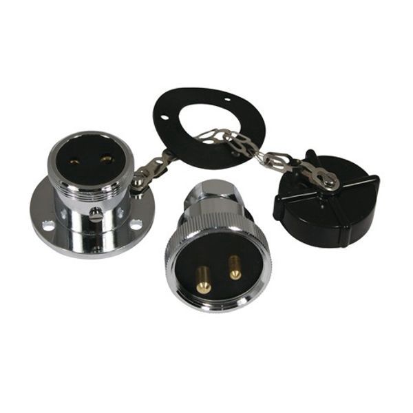 Chrome 2 Pin Plug and Socket Max 5amp 42mm