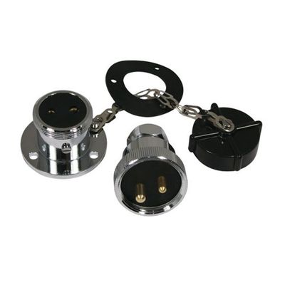 Chrome 2 Pin Plug and Socket Max 5amp 42mm