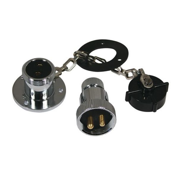 Chrome 2 Pin Plug &amp; Socket Max 3 Amp 38mm