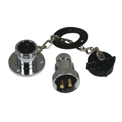 Chrome 2 Pin Plug &amp; Socket Max 3 Amp 38mm