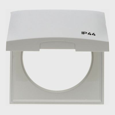 Berker Integro Flow - 1 Gang Frame with Hinged Cover - Polar White
