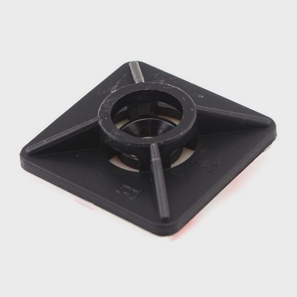Black Self Adhesive Cable Tie Mount for 3.6mm Ties (Bag 100)