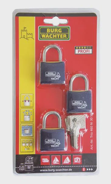 Yacht Padlock - 3 Pack (keyed alike) 30mm