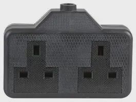 Black 2 Gang 13A Rubberised Trailing Socket
