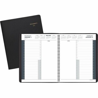 At-A-Glance 24-HourAppointment Book Planner - Daily - January 2024 - December 2024 - 12:00 AM to 11:00 PM - Hourly - 1 Day Single Page Layout - 8 1/2&quot; x 11&quot; Sheet Size - Wire Bound - Simulated Leather