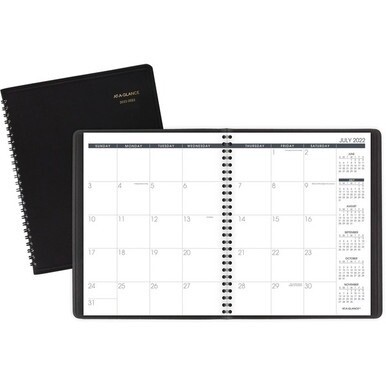 At-A-Glance Monthly Academic Planner - Julian Dates - Monthly - 18 Month - July 2023 - December 2024 - 6 7/8&quot; x 8 3/4&quot; Sheet Size - Black - Address Directory, Phone Directory - 1 Each