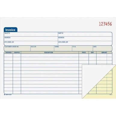 Adams Carbonless Invoice Book - Tape Bound - 2 PartCarbonless Copy - 7.93&quot; x 5.56&quot; Sheet Size - 2 x Holes - White, Canary - Assorted Sheet(s) - 1 Each