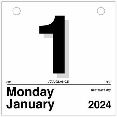 At-A-Glance "Today Is"Wall Calendar Refill - Julian Dates - Daily - 1 Year - January 2024 - December 2024 - 1 Day Single Page Layout - 6" x 6" Sheet Size - White - Paper - 1 Each
