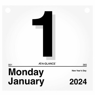 At-A-Glance "Today Is"Wall Calendar Refill - Large Size - Julian Dates - Daily - 12 Month - January 2024 - December 2024 - 1 Day Single Page Layout - 8 1/2" x 8" Sheet Size - Paper - Hanging Loop, Unr