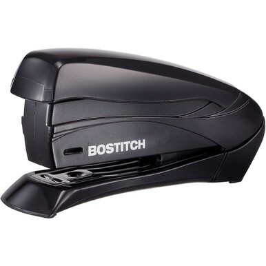 Bostitch Inspire 15 Spring-Powered Compact Stapler - 15 Sheets Capacity - 105 Staple Capacity - Half Strip - 1/4&quot; Staple Size - 1 Each - Black