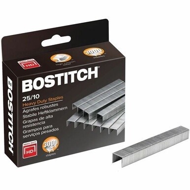 Bostitch Heavy-Duty Staples - 125 Per Strip - High Capacity - 3/8" Leg - 1/2" Crown - Holds 65 Sheet(s) - Silver - 2.5" Height x 1.1" Width3" Length - 3000 / Box
