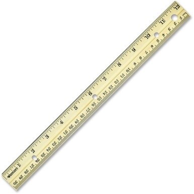 Westcott Metal Edge English/Metric Wood Ruler - 12&quot; Length 1&quot; Width - 1/16 Graduations - Metric, Imperial Measuring System - Wood - 1 Each