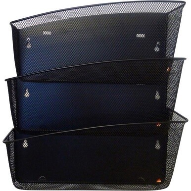 Alba Mesh Wall File Set - 3 Pocket(s) - Compartment Size 6.69&quot; x 13.78&quot; x 4.72&quot; - 15.9&quot; Height4.7&quot; Depth x 13.8&quot; Length - Black - Steel, Metal - 1 Each