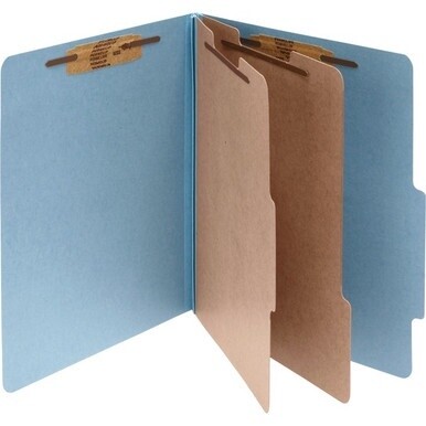 ACCO Letter Classification Folder - 3&quot; Folder Capacity - 8 1/2&quot; x 11&quot; - 6 Fastener(s) - 1&quot; Fastener Capacity - 2 Divider(s) - Pressboard, Tyvek - Sky Blue - 10 / Box