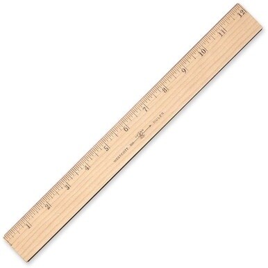 Westcott 12&quot; Dual-Sided Inches/Metric Wood Ruler - 12&quot; Length 1&quot; Width - 1/16 Graduations - Metric, Imperial Measuring System - Wood - 1 Each