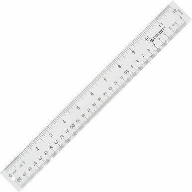 Westcott 12&quot; Transparent Ruler - 12&quot; Length 1&quot; Width - 1/16 Graduations - Imperial, Metric Measuring System - Acrylic - 1 Each - Clear