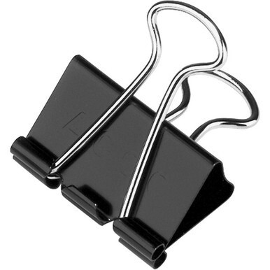 ACCO Medium Foldback Binder Clips - Medium - 1.3&quot; Width - 0.63&quot; Size Capacity - Reusable - 12 / Dozen - Black - Plastic, Tempered Steel