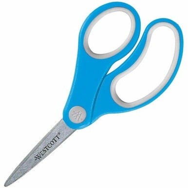 Westcott Teachers 5&quot; Kids Soft Handle Pointed Scissors - 5&quot; Overall Length - Straight-left/right - Stainless Steel - Pointed Tip - Assorted - 12 / Pack