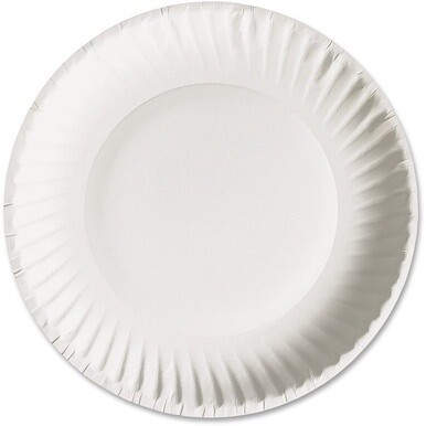 AJM Green Label 9" Economy Paper Plates - 100 / Pack - Microwave Safe - White - Paper Body - 10 / Carton