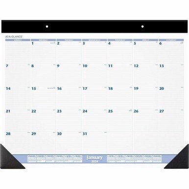 At-A-Glance Desk Pad Calendar - Large Size - Julian Dates - Monthly - 1 Year - January 2024 - December 2024 - 1 Day Single Page Layout - 19" x 24" White Sheet - 3.25" x 2.75" Block - Headband - Deskto