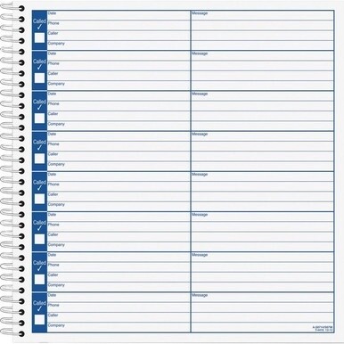 Adams Voice Mail Log Book - 60 Sheet(s) - Spiral Bound - 7.50&quot; x 8.50&quot; Sheet Size - 2 / Pack