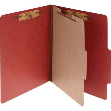 ACCO Legal Classification Folder - 2&quot; Folder Capacity - 8 1/2&quot; x 14&quot; - 4 Fastener(s) - 1&quot; Fastener Capacity for Folder - 1 Divider(s) - Pressboard, Tyvek - Earth Red - 10 / Box
