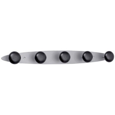 Alba Wall Hook Panel - 5 Hooks - for Garment - Steel - Gray - 1 Each