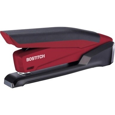 Bostitch InPower Spring-Powered Antimicrobial Desktop Stapler - 20 Sheets Capacity - 210 Staple Capacity - Full Strip - 1 Each - Red
