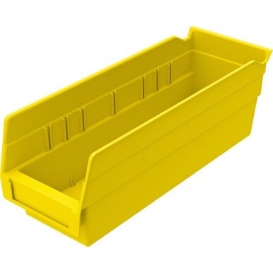 Akro-Mils Economical Storage Shelf Bins - 4&quot; Height x 4.1&quot; Width x 11.6&quot; Depth - Water Proof, Label Holder, Durable, Stain Resistant, Grease Resistant, Oil Resistant - Yellow - Polymer - 1 Each