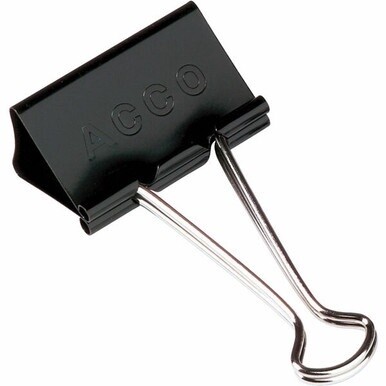 ACCO Large Foldback Binder Clips - Large - 2&quot; Width - 1.06&quot; Size Capacity - Reusable - 12 / Dozen - Black - Plastic