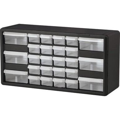 Akro-Mils 26-Drawer Plastic Storage Cabinet - 26 Compartment(s) - 10.3&quot; Height x 20&quot; Width x 6.4&quot; Depth - Unbreakable, Stackable, Finger Grip - Black - Polymer, Plastic - 1 Each