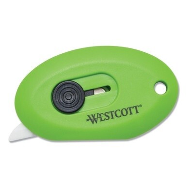Compact Safety Ceramic Blade Box Cutter, Retractable Blade, 0.5&quot; Blade, 2.5&quot; Plastic Handle, Green