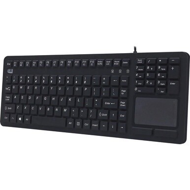 Adesso Antimicrobial Waterproof Touchpad Keyboard - Cable Connectivity - USB Interface - 108 Key Windows Key Hot Key(s) - English (US) - MAC - TouchPad - PC, Mac OS, iOS, Windows - Membrane Keyswitch 