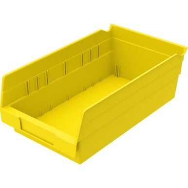 Akro-Mils Economical Storage Shelf Bins - 4&quot; Height x 6.6&quot; Width x 11.6&quot; Depth - Water Proof, Label Holder, Durable, Grease Resistant, Oil Resistant - Yellow - Polymer - 1 Each