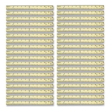 Three-Hole Punched Wood Ruler, Standard/Metric, 12&quot; (30 cm) Long, Natural Wood, 36/Box