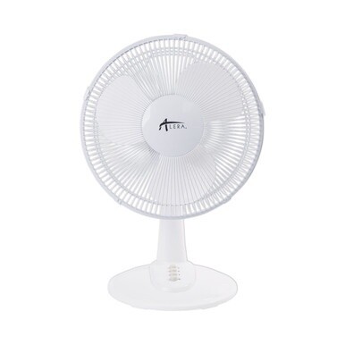 12&quot; 3-Speed Oscillating Desk Fan, Plastic, White