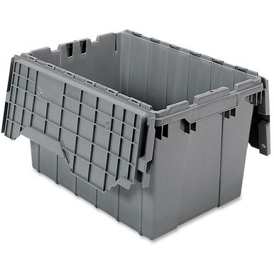 Akro-Mils Attached Lid Storage Container - Internal Dimensions: 12&quot; Height - External Dimensions: 21.5&quot; Length x 15&quot; Width x 12.5&quot; Height - 65 lb - 12 gal - Padlock, String/Button Tie Closure - Stacka