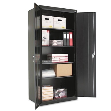 Assembled 78&quot; High Heavy-Duty Welded Storage Cabinet, Four Adjustable Shelves, 36w x 24d, Black