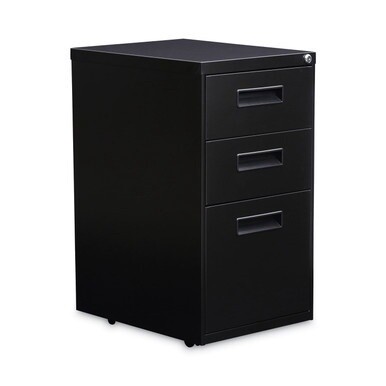File Pedestal, Left or Right, 3-Drawers: Box/Box/File, Legal/Letter, Black, 14.96&quot; x 19.29&quot; x 27.75&quot;